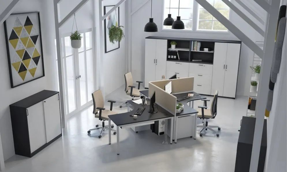 Regał biurowy EASY SPACE CABINET HO 5-OH 80cm kaszmirowy zamykany I sklep meblowy MIRAT.