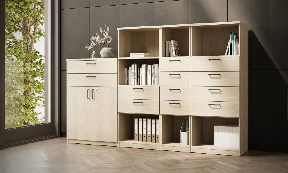 Regał biurowy EASY SPACE CABINET HO 5-OH 80cm kaszmirowy zamykany I sklep meblowy MIRAT.
