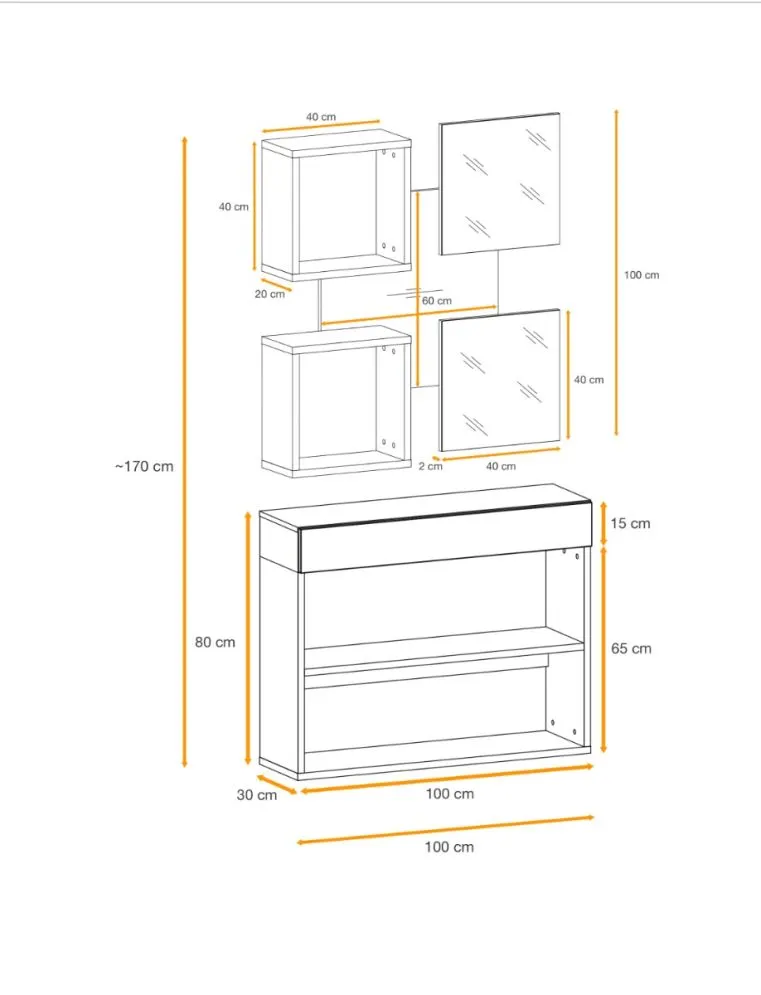 Zestaw mebli do przedpokoju EASY IV biały mat/dąb wotan z lustrami I sklep meblowy MIRAT. kolekcja EASY