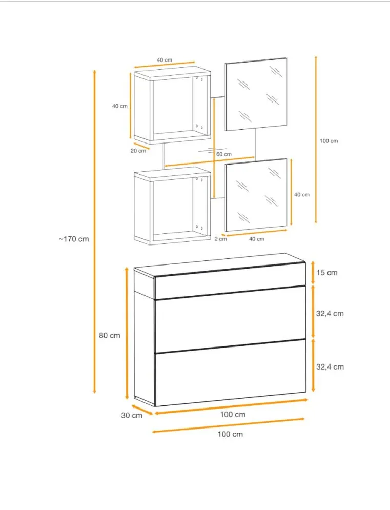 Zestaw mebli do przedpokoju EASY V biały mat/dąb wotan z szafką na buty I sklep meblowy MIRAT.  kolekcja EASY