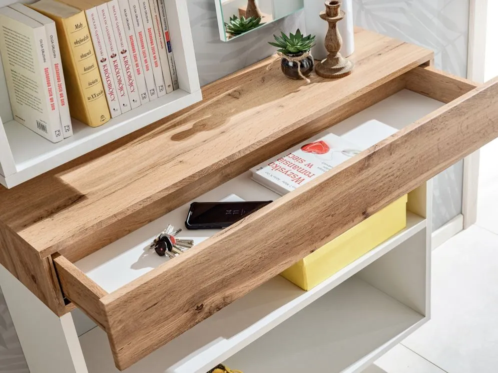 Szafka na buty wisząca EASY 2 biała/dąb wotan konsola I sklep meblowy MIRAT.