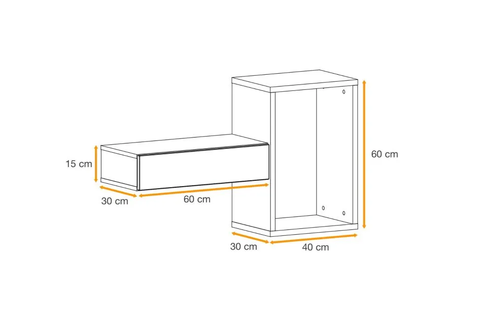 Konsola wisząca EASY 100x60 biała/dąb wotan z szufladą I sklep meblowy MIRAT.  kolekcja EASY