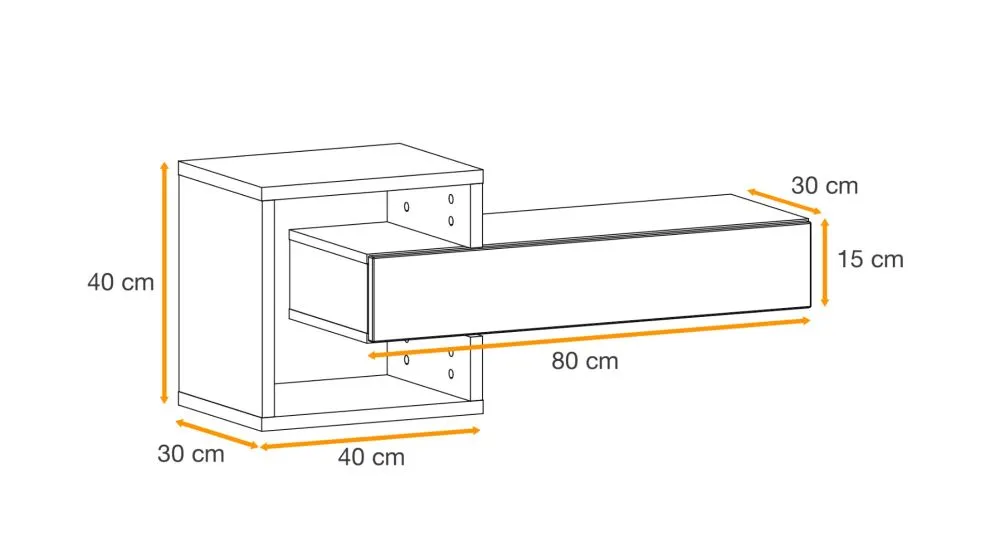 Konsola wisząca EASY 100x40 dąb wotan/biała z szufladą I sklep meblowy MIRAT.