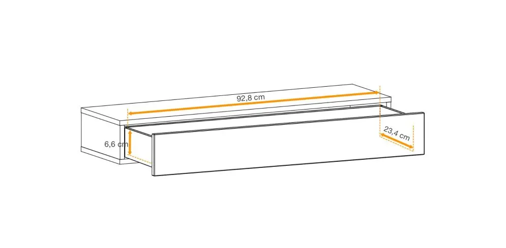 Konsola wisząca EASY 100x15 dąb wotan z szufladą I sklep meblowy MIRAT.