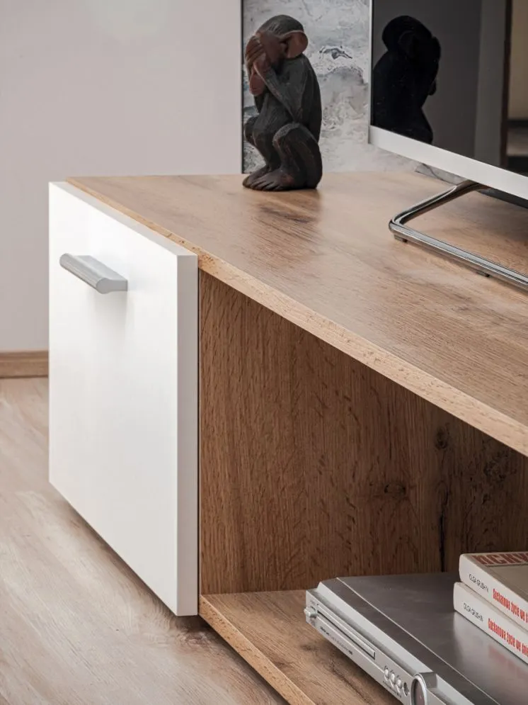 Meblościanka ECO dąb wotan/biały mat z półkami I sklep meblowy MIRAT.