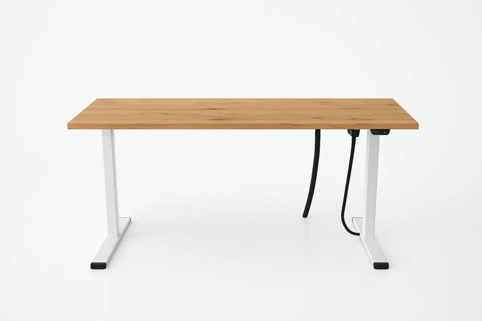 Biurko eCOMO 160x80cm dąb hickory z regulacją wysokości - powystawowe I sklep meblowy MIRAT.