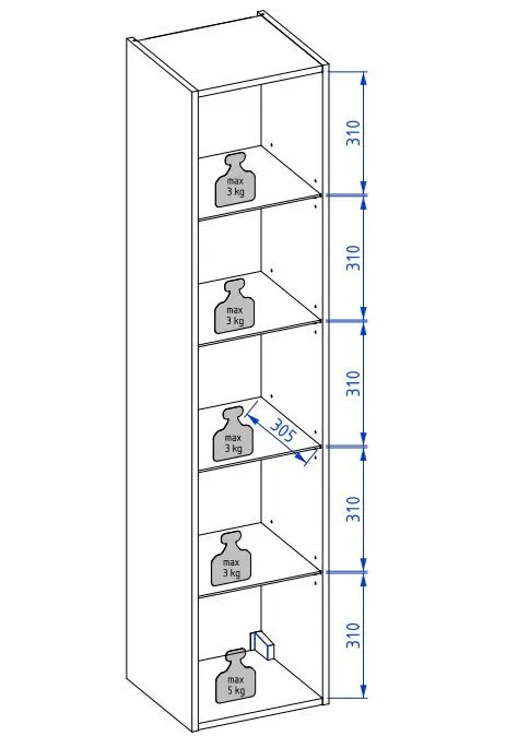 Słupek łazienkowy jednodrzwiowy EDGE 35 cm antracytowa półmat | MIRAT  kolekcja KF-EDGE