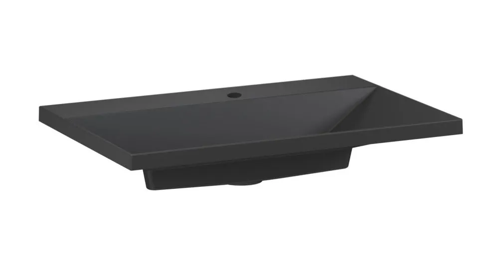 Umywalka meblowa kwarcowa EDGE 70 cm czarna mat z otworem na baterię | MIRAT