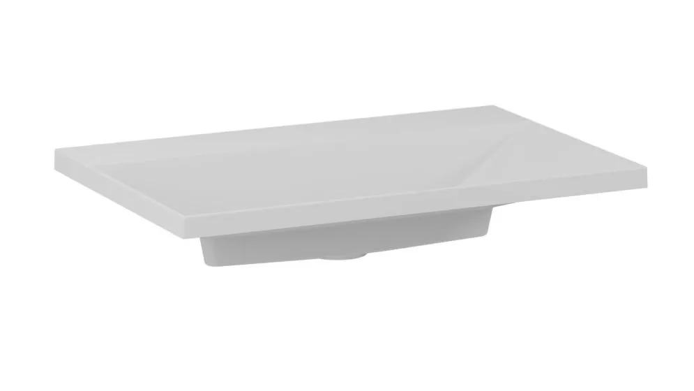 Umywalka meblowa kwarcowa EDGE 70 cm biała mat bez otworu na baterię | MIRAT