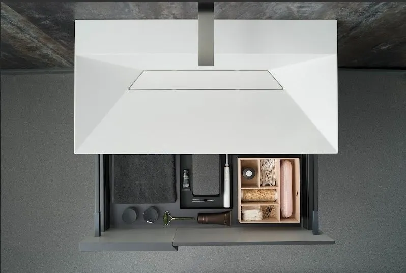 Szafka łazienkowa pod umywalkę EDGE 70 cm biało-szara półmat z organizerem | MIRAT