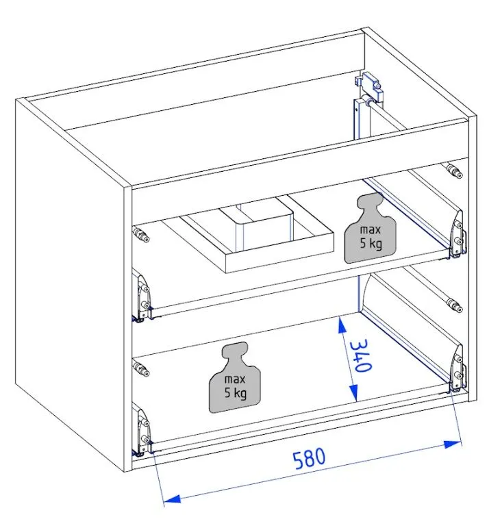 Szafka pod umywalkę wpuszczaną EDGE 70 cm antracytowa z organizerem | MIRAT