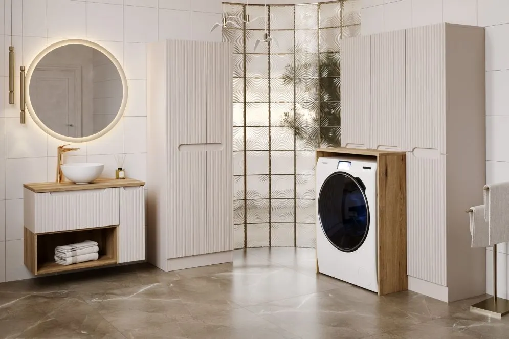 Szafka łazienkowa NOVA CASHMERE CARGO 20cm kaszmirowa wisząca I sklep meblowy MIRAT. styl RYFLOWANY kolekcja NOVA