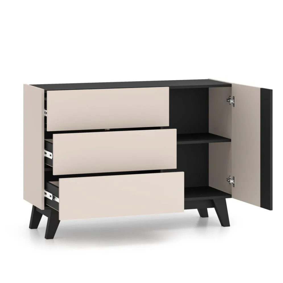 Komoda FRESHION 04 1D3S 120 kaszmirowa/czarna I sklep meblowy MIRAT.  kolekcja FRESHION