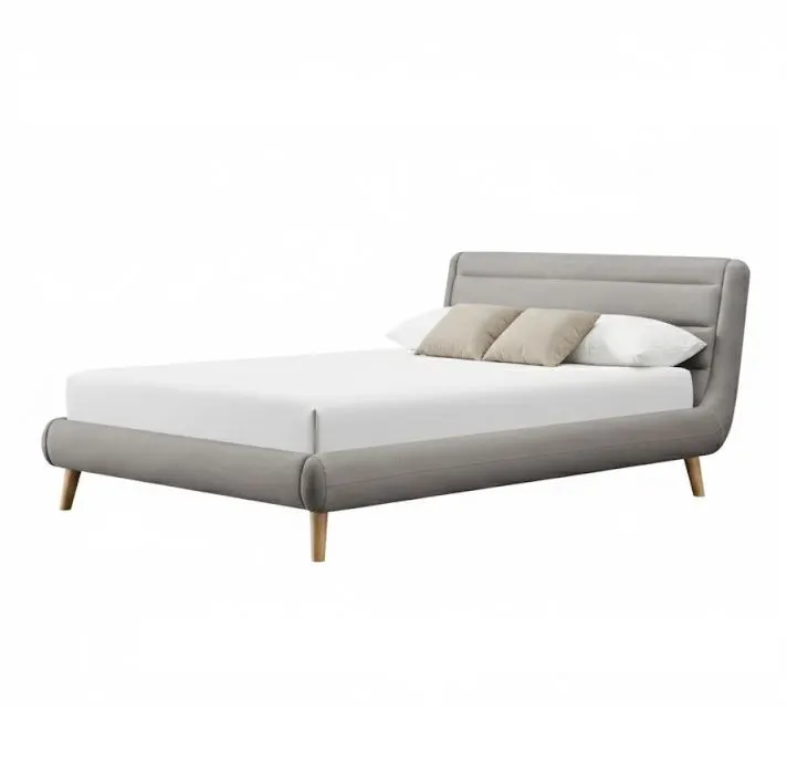 Łóżko ELANDA 140x200 jasny popiel z drewnianymi nóżkami | MIRAT.