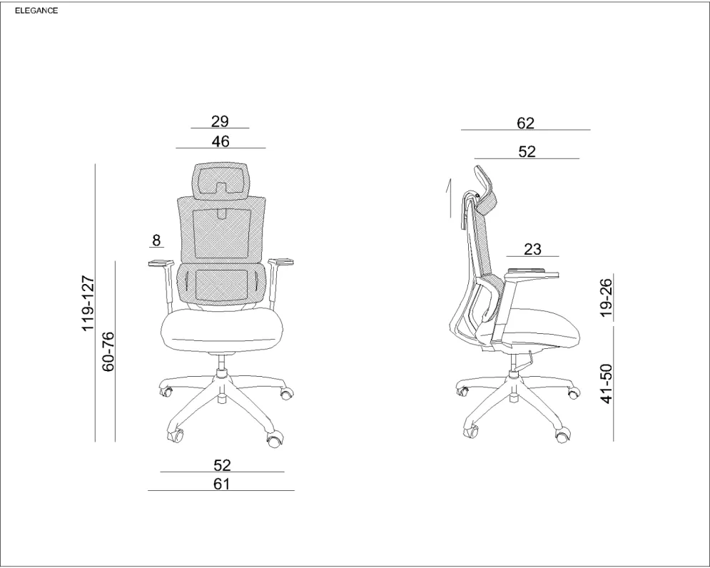 Fotel biurowy ELEGANCE czarny z regulowanymi podłokietnikami | MIRAT.