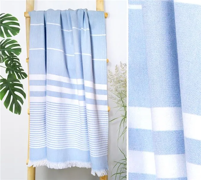 Chłonny ręcznik plażowy 90x180 ELEGANT LAZUR 215g/m2 Premium niebieski/biały I sklep meblowy MIRAT.