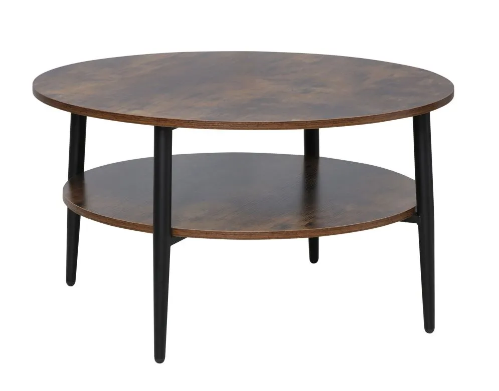 Stolik kawowy ELLA A 80x80 brąz rustykalny/czarny z półką I sklep meblowy MIRAT. styl LOFT