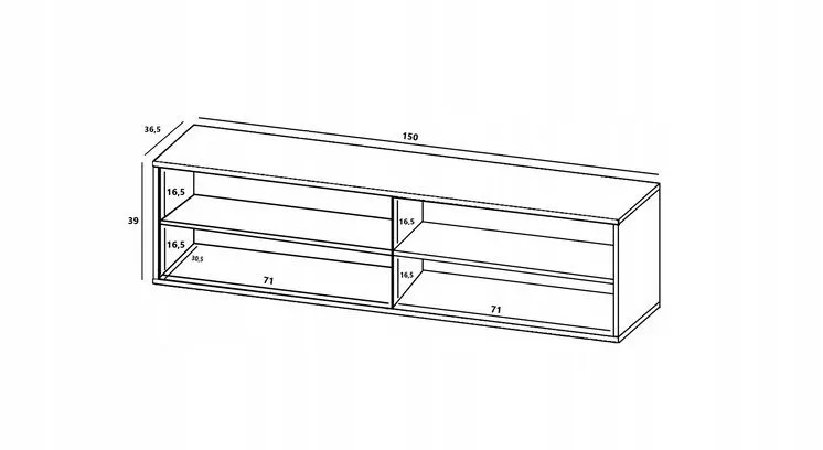 Szafka RTV TAL 2 150 czarna mat MEBLE LINDNER | MIRAT. w stylu GLAMOUR, LOFT kolekcja TAL
