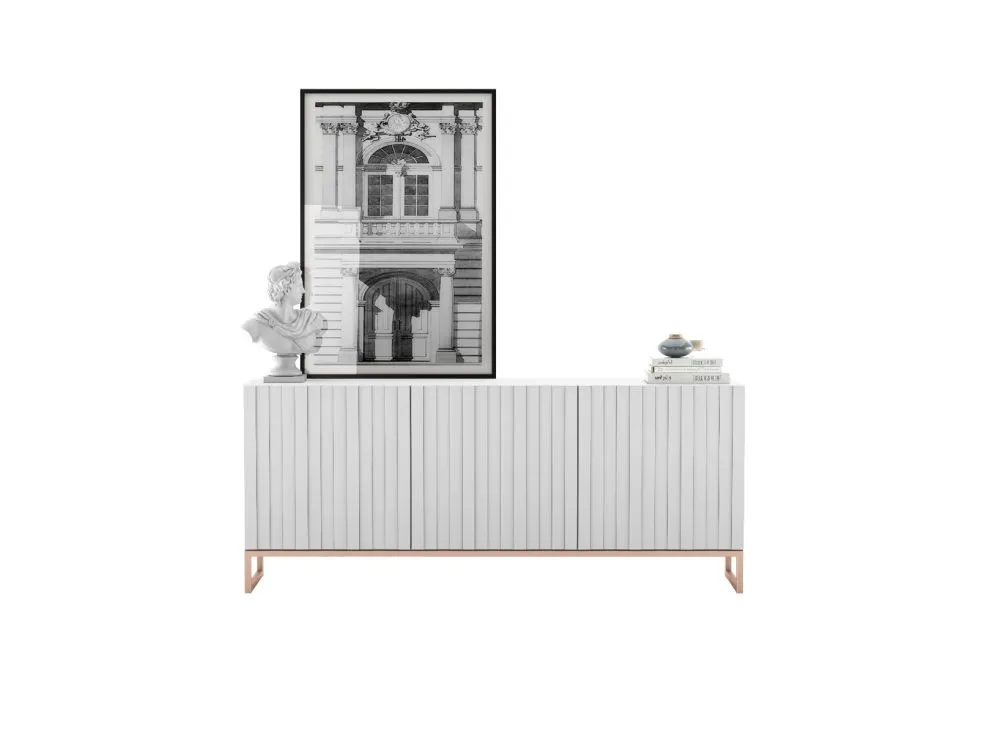 Komoda TAL 3D 168 biała mat MEBLE LINDNER | MIRAT. w stylu GLAMOUR kolekcja TAL