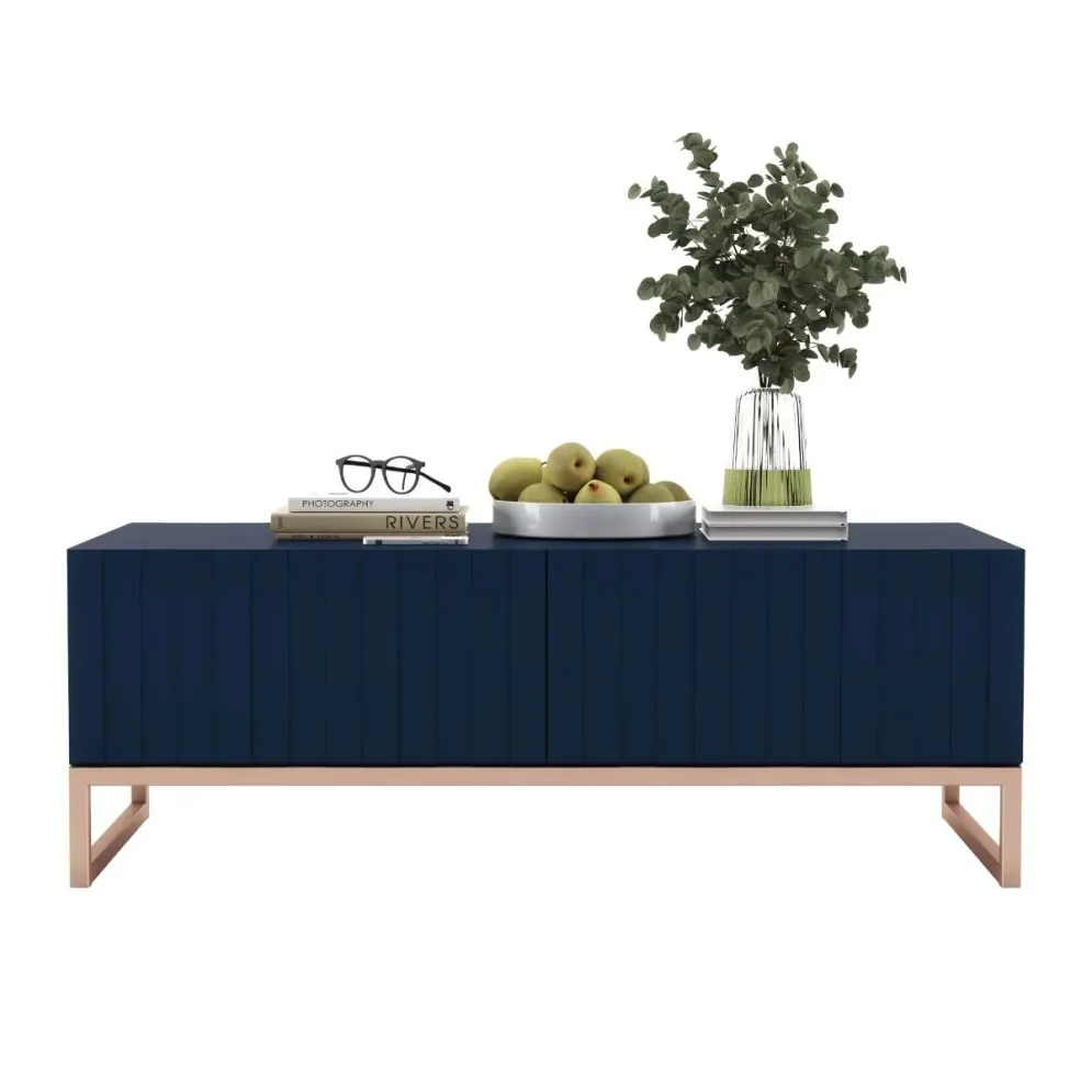 Stolik kawowy TAL 3D 110x54cm granatowy mat/gold ze schowkiem I sklep meblowy MIRAT. styl GLAMOUR, RYFLOWANY kolekcja TAL