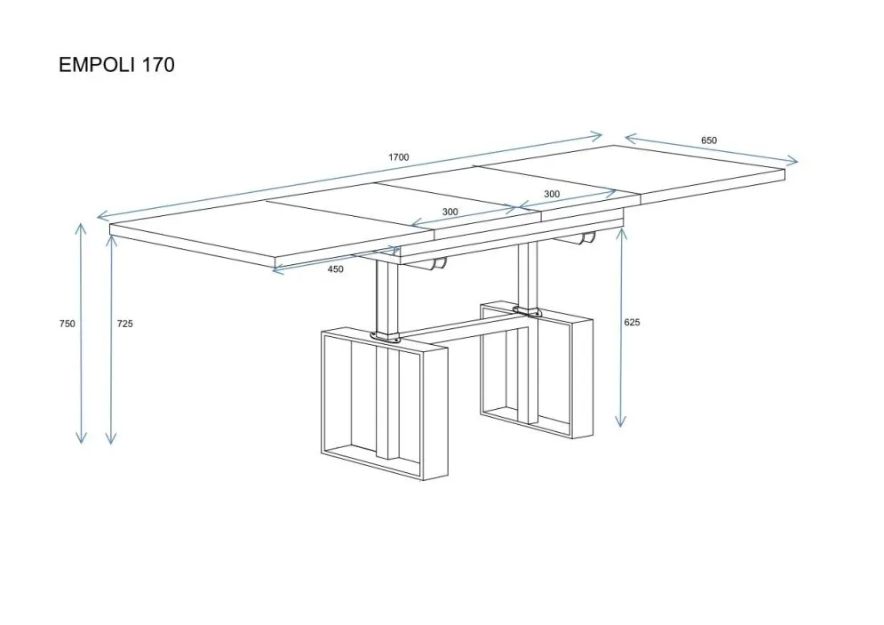 Ława rozkładana EMPOLI 110(170)x65 loft I sklep meblowy MIRAT. styl LOFT