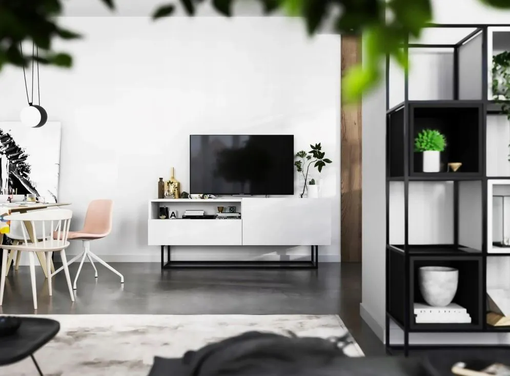 Szafka RTV SELF 3 120 biała mat MEBLE LINDNER | MIRAT. w stylu kolekcja SELF