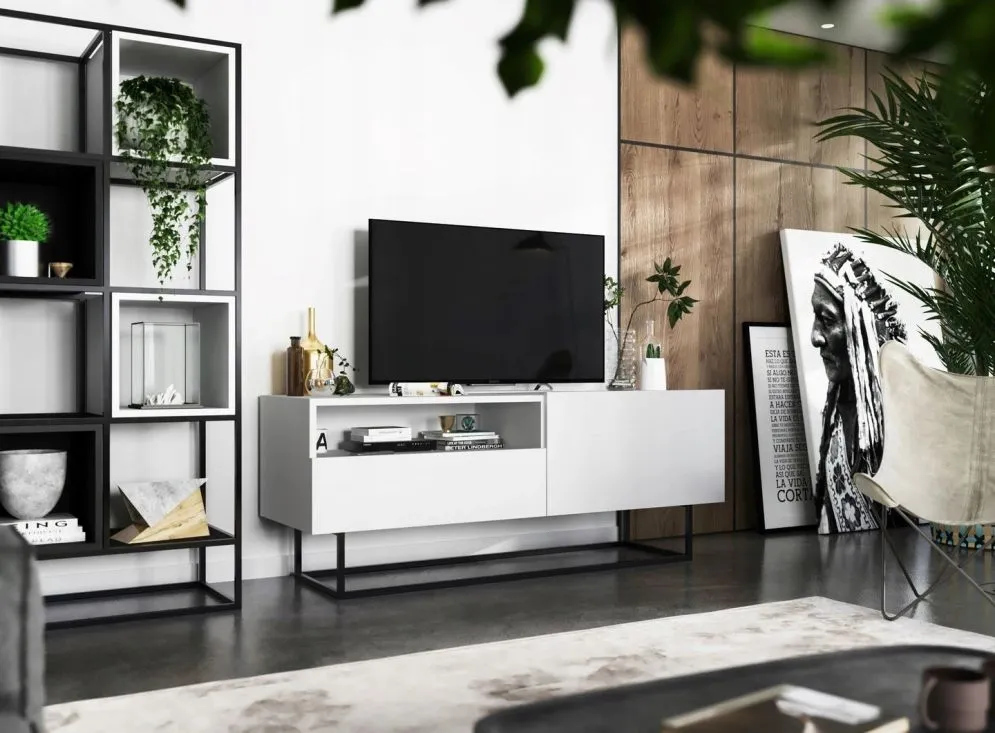 Szafka RTV SELF 3 120 biała mat MEBLE LINDNER | MIRAT. w stylu kolekcja SELF