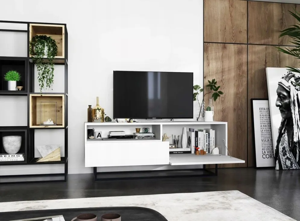 Szafka RTV SELF 3 120 biała mat MEBLE LINDNER | MIRAT. w stylu kolekcja SELF