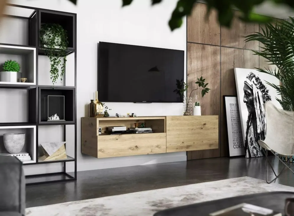 Szafka RTV SELF 120 dąb artisan MEBLE LINDNER | MIRAT. w stylu LOFT kolekcja SELF