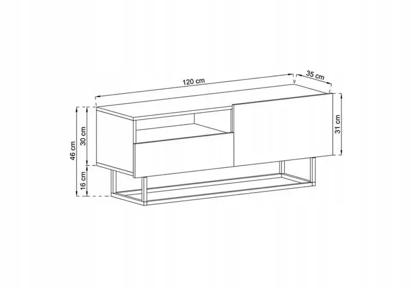 Szafka RTV SELF 3 120 grafitowa mat MEBLE LINDNER | MIRAT. w stylu  kolekcja SELF