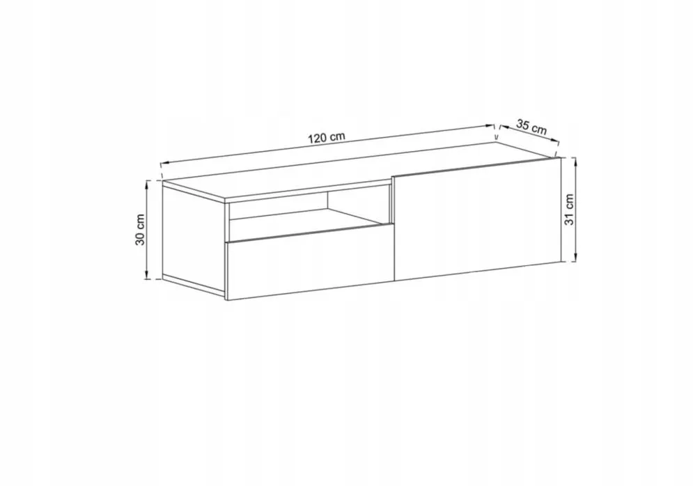 Szafka RTV SELF 120 dąb artisan MEBLE LINDNER | MIRAT. w stylu LOFT kolekcja SELF