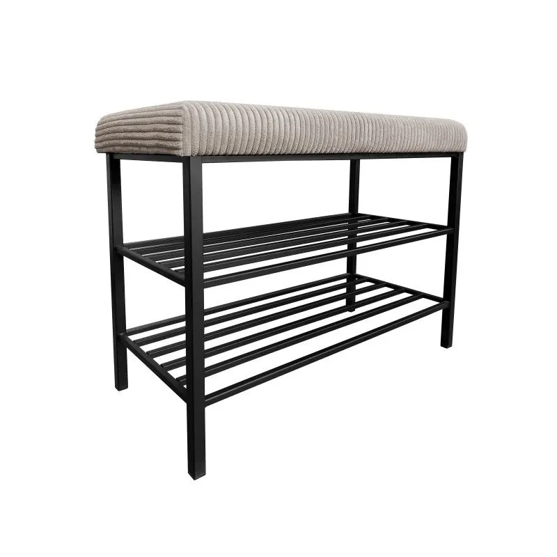 Solidny stojak na buty z siedziskiem GAJA POSO-2 czarny/cappuccino I sklep meblowy MIRAT. styl LOFT