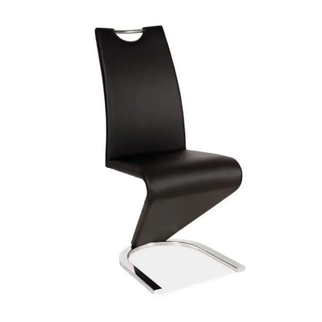 Krzesło H-090 czarne ekoskóra/chrom na płozie I sklep meblowy MIRAT.