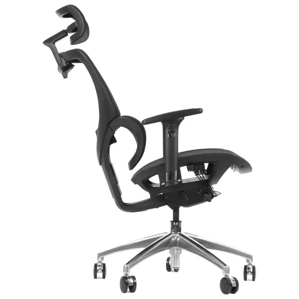 Fotel biurowy ERGONEW S1A czarny siatka z wysuwem siedziska I sklep meblowy MIRAT.