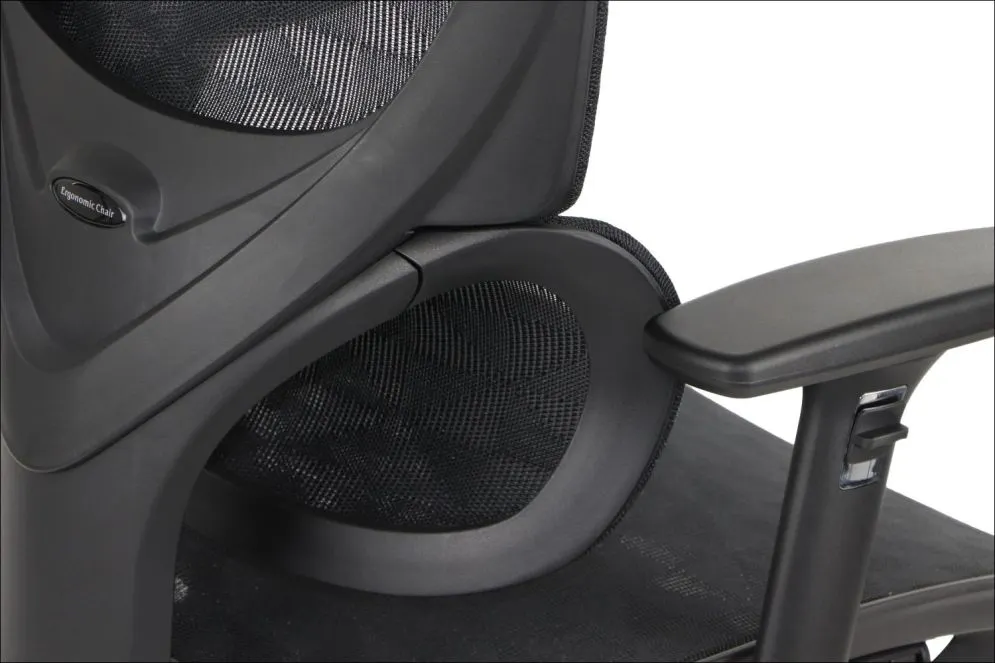 Fotel biurowy ERGONEW S1A czarny siatka z wysuwem siedziska I sklep meblowy MIRAT.
