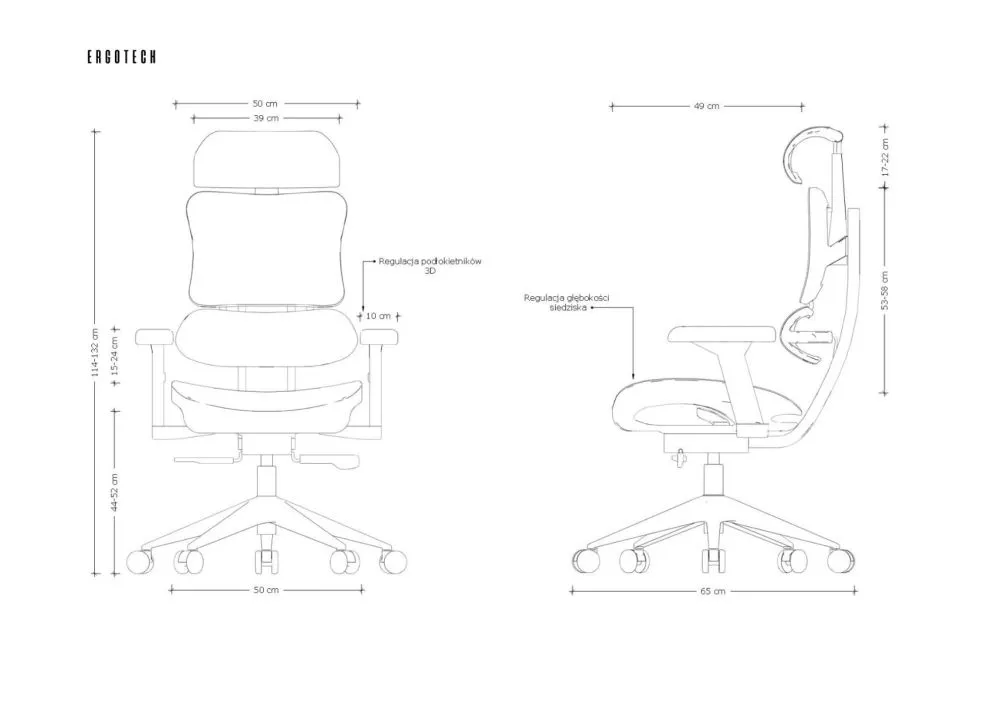 Fotel biurowy ERGOTECH biały ergonomiczny nowoczesny | MIRAT.