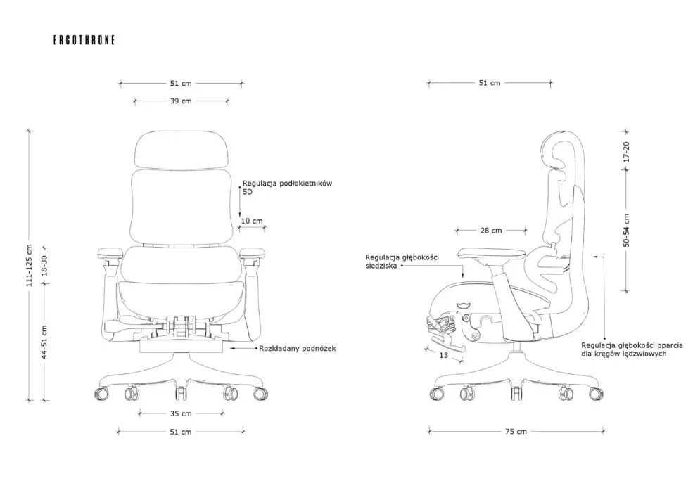 Fotel biurowy ERGOTHRONE czarny ergonomiczny | MIRAT.