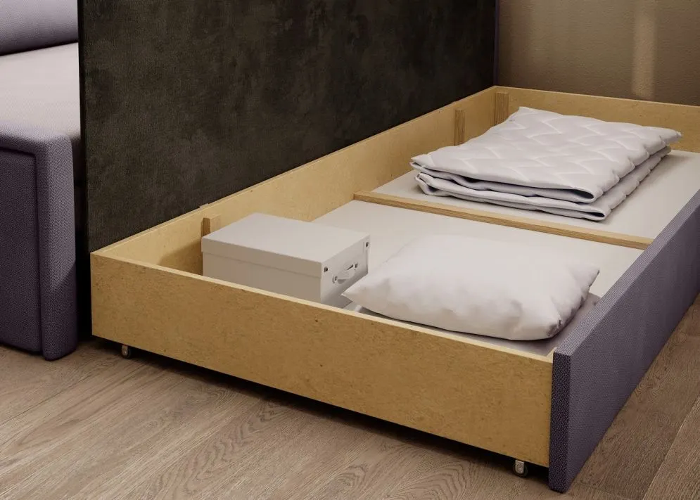 Sofa rozkładana z funkcją spania FULGEO różowa/jasnofioletowa prawa - powystawowy I sklep meblowy MIRAT.