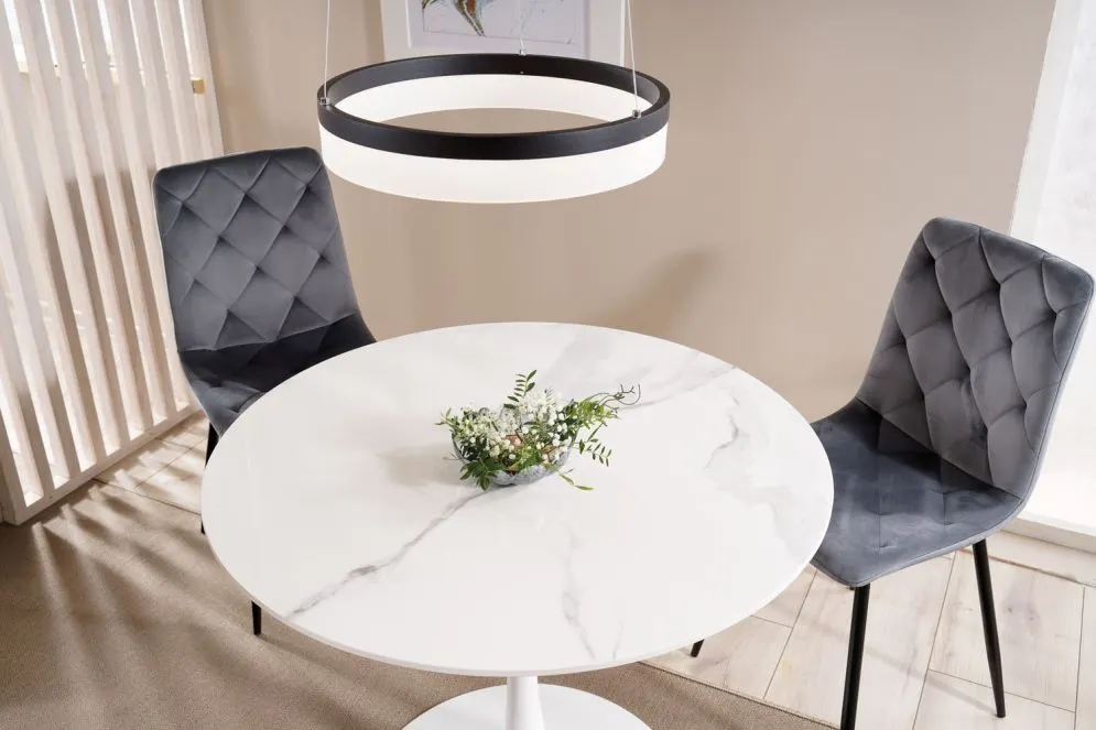 Stół okrągły ESPERO 90x90 biały z blatem ceramicznym I sklep meblowy MIRAT. styl GLAMOUR