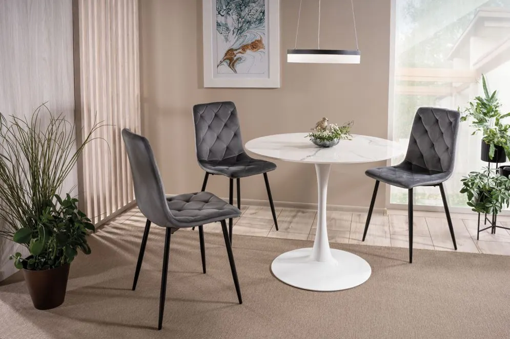 Stół okrągły ESPERO 90x90 biały z blatem ceramicznym I sklep meblowy MIRAT. styl GLAMOUR