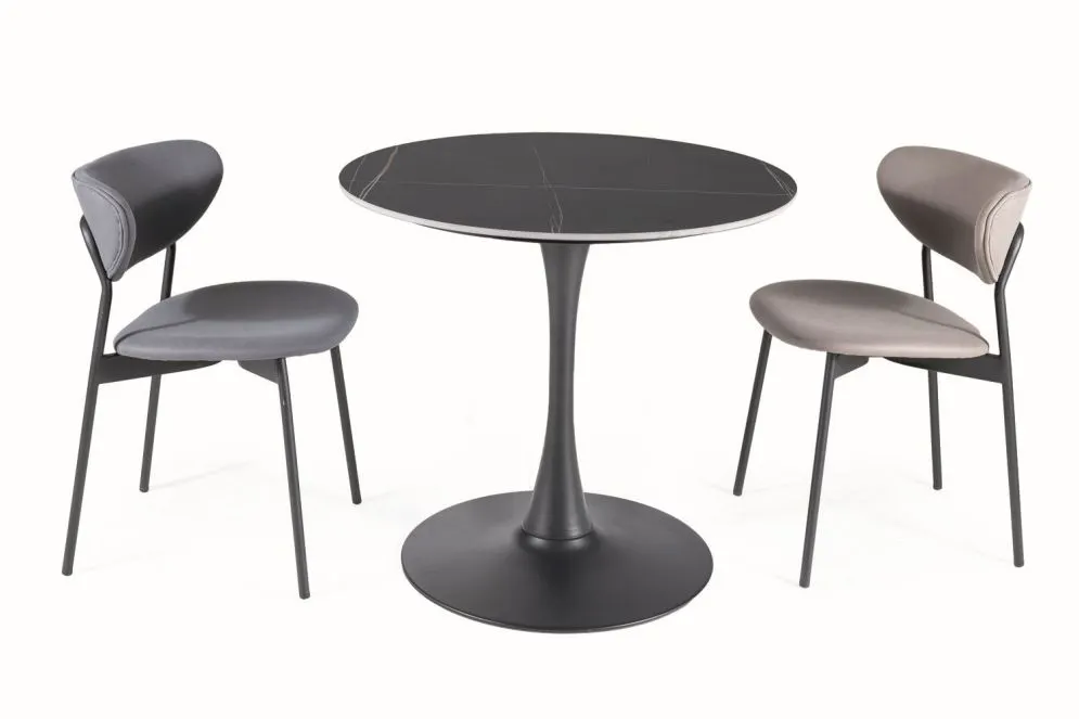 Stół okrągły ESPERO 80x80 czarny marmur/czarny na jednej nodze I sklep meblowy MIRAT. styl LOFT