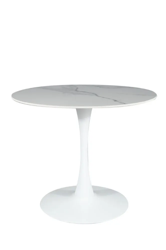 Stół okrągły ESPERO 90x90 biały z blatem ceramicznym I sklep meblowy MIRAT. styl GLAMOUR