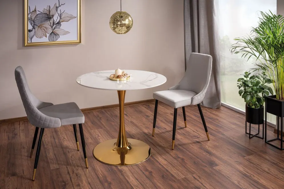 Stół okrągły ESPERO 90x90 biały/złoty I sklep meblowy MIRAT. styl GLAMOUR