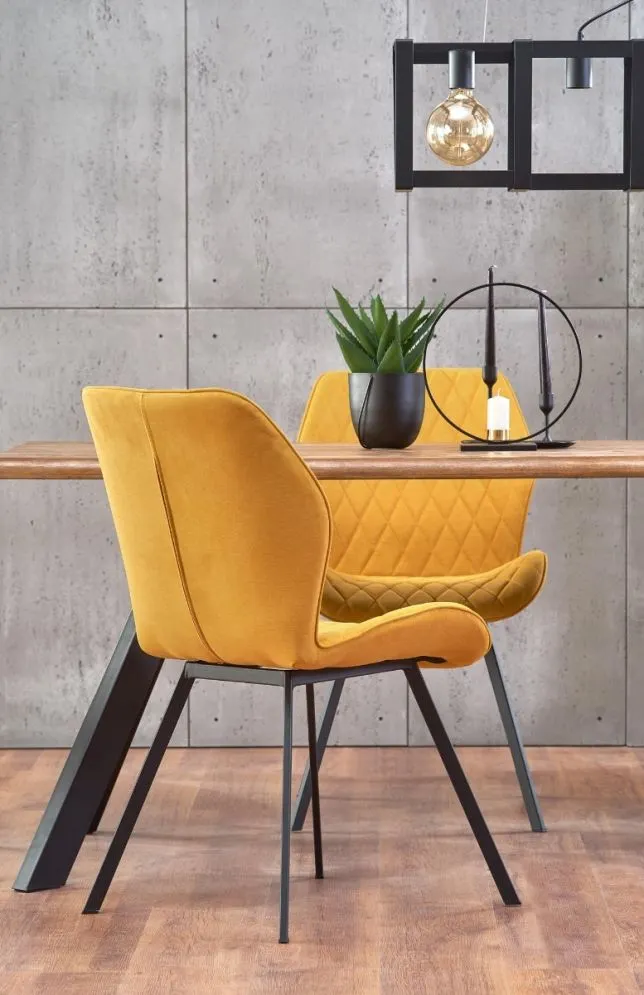 Krzesło K360 musztardowe na czarnych nogach | MIRAT.