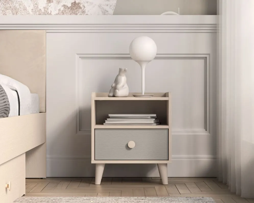 Szafka nocna dziecięca MEVEL szara I sklep meblowy MIRAT. styl PASTELE kolekcja MEVEL