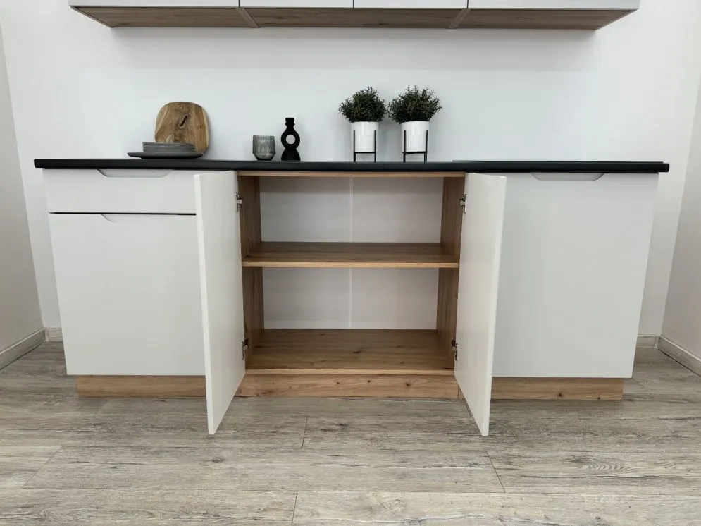 Szafka kuchenna stojąca ISABEL D80 szary mat/dąb artisan dwudrzwiowa I sklep meblowy MIRAT.