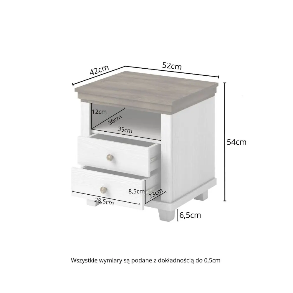 Szafka nocna EVORA 2S zielona/dąb lefkas z szufladami I sklep meblowy MIRAT. styl SKANDYNAWSKI kolekcja EVORA