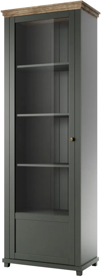 Witryna EVORA 1D zielona mat/dąb lefkas lewa HELVETIA | MIRAT.  kolekcja EVORA