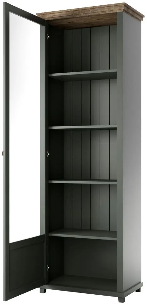 Witryna EVORA 1D zielona mat/dąb lefkas lewa HELVETIA | MIRAT.  kolekcja EVORA