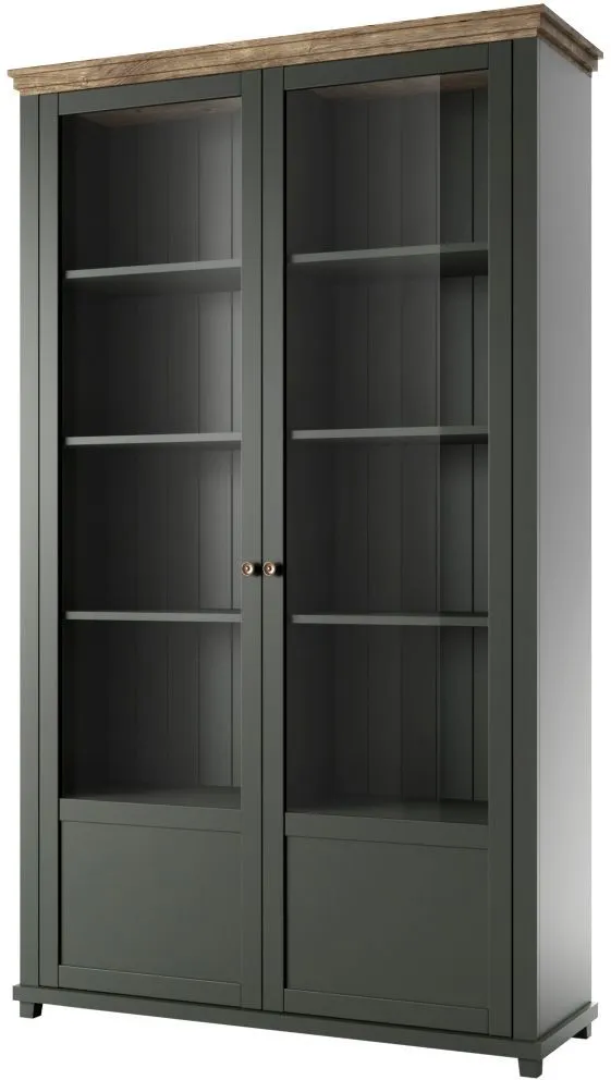 Witryna EVORA 2D zielona mat/dąb lefkas lewa HELVETIA | MIRAT.  kolekcja EVORA